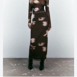 Zara printed maxi skirt